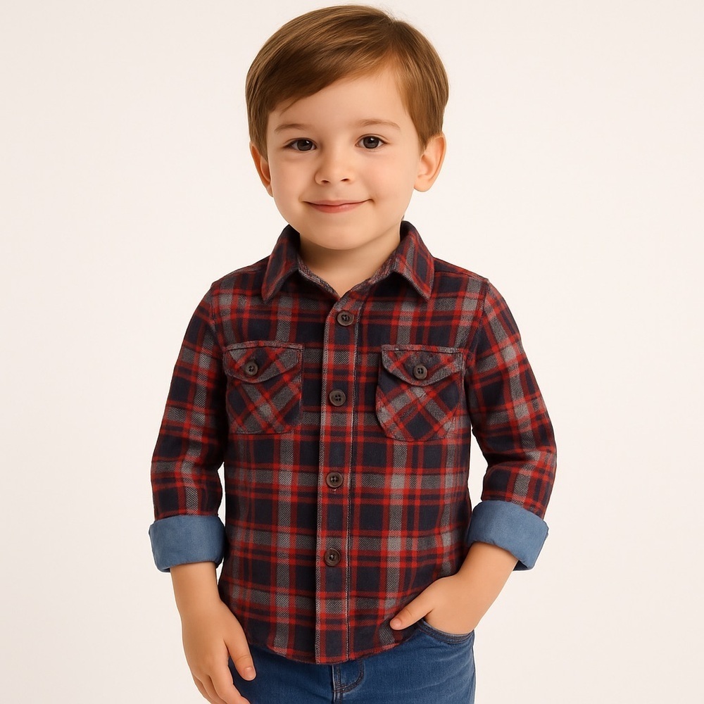 Hanna Andersson Plaid Flannel Shirt Button Down Boys Youth 5Y 110